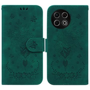 Tecno Spark 30 Pro Green Butterfly Rose Embossed Leather Phone Case - 1