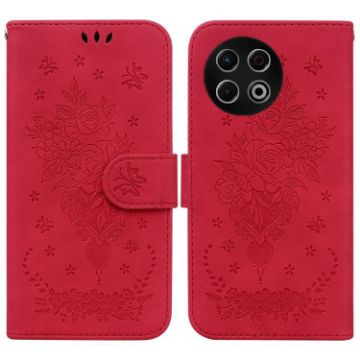 Tecno Spark 30 Pro Red Butterfly Rose Embossed Leather Phone Case - 1