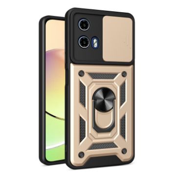 Motorola Moto G04/G24 Gold TPU+PC Phone Case with Sliding Camera Cover - 1