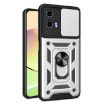 Motorola Moto G04/G24 Silver TPU+PC Phone Case with Sliding Camera Cover - 1
