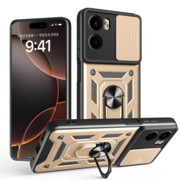 Moto G05 Gold Phone Case with Sliding Camera Cover TPU+PC Design - 1