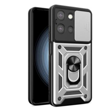 Moto G 2025 Phone Case Silver - Sliding Camera Cover TPU+PC Design - 1