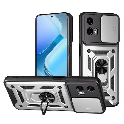 Motorola Moto G 5G 2024 Phone Case Silver - Sliding Camera Cover TPU+PC - 1