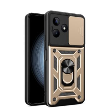 Realme C53/Narzo N53 4G Gold TPU Hybrid PC Case with Sliding Camera Cover - 1