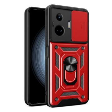 Realme GT3 5G Red Phone Case - Sliding Camera Cover TPU Hybrid PC - 1
