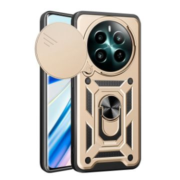 Realme 12+ 5G Gold TPU Hybrid PC Case with Sliding Camera Cover - 1