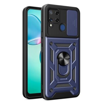 Realme C25/C15 Blue Sliding Camera Cover TPU Hybrid PC Phone Case - 1