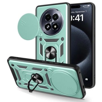 Realme 13+ 5G Phone Case Mint Green - Sliding Camera Cover TPU Hybrid PC - 1