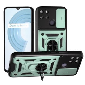 Realme C21Y/C25Y Mint Green Sliding Camera Cover TPU Hybrid Case - 1