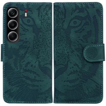 Tecno Camon 40 Green Tiger Embossing Flip Leather Phone Case - 1
