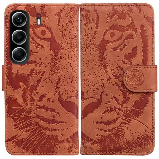 Tecno Camon 40 Brown Tiger Embossing Flip Leather Phone Case - 1