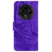 Tecno Spark 30 4G Flip Leather Case - Tiger Embossing Pattern, Purple - 4