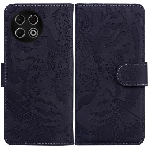 Tecno Spark 30 Pro Flip Leather Phone Case - Tiger Embossing (Black) - 1