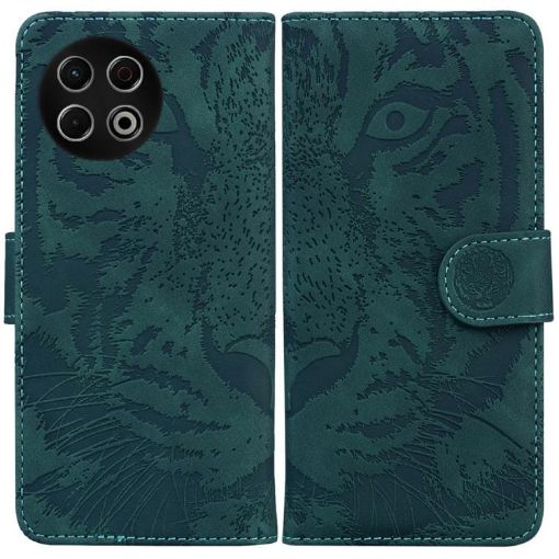 Tecno Spark 30 Pro Green Tiger Embossing Flip Leather Phone Case - 1