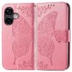 Ulefone Note 16 Pro Pink Leather Case - Butterfly Love Flower Design - 2