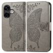 Ulefone Note 16 Pro Grey Leather Case - Butterfly Love Flower Design - 2