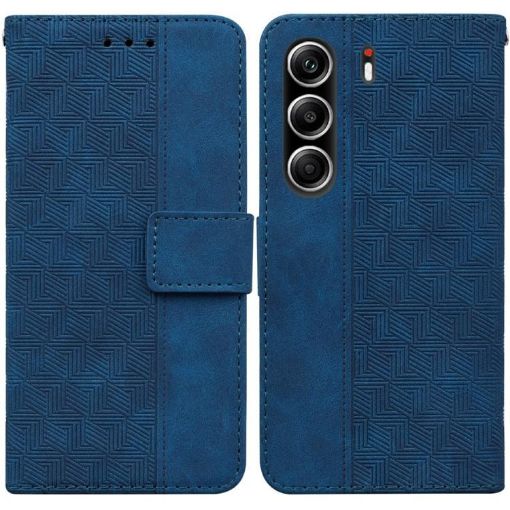 Tecno Camon 40 Pro 4G Blue Geometric Embossed Leather Phone Case - 1