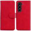 Infinix Hot 50 Pro 4G Red Leather Flip Case - Skin Feel Pure Color - 1