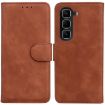 Infinix Hot 50 Pro+ 4G Brown Leather Flip Case - Skin Feel Pure Color - 1
