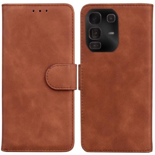 Infinix Note 50 Pro+ Brown Leather Flip Case - Skin Feel Pure Color - 1