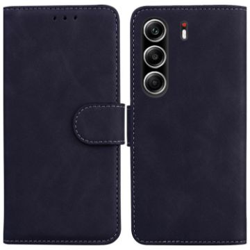 Tecno Camon 40 Pro 4G Black Leather Flip Phone Case - Skin Feel - 1