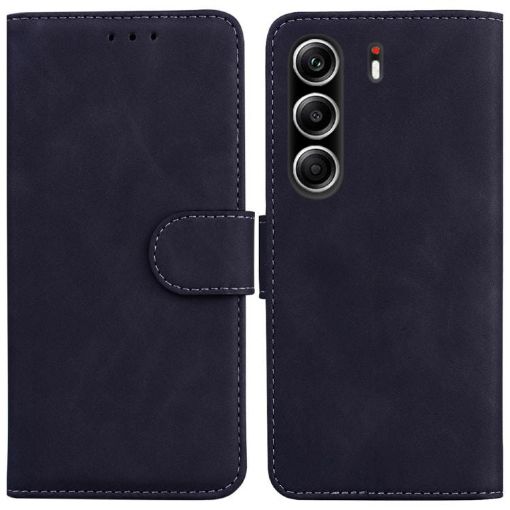 Tecno Camon 40 Pro 4G Black Leather Flip Phone Case - Skin Feel - 1