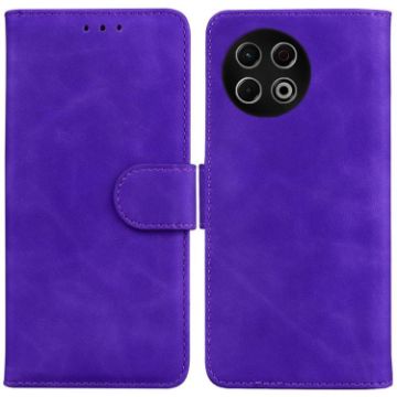 Tecno Spark 30 Pro Purple Leather Flip Case - Skin Feel Pure Color - 1