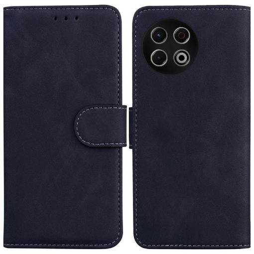 Tecno Spark 30 Pro Black Leather Flip Case - Skin Feel Pure Color - 1