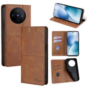 Vivo X200s 5G Light Brown Cow Texture Magnetic Leather Case - 1