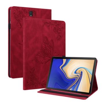 Samsung Galaxy Tab S4 10.5 SM-T830 Red Butterfly Flower Leather Case - 1