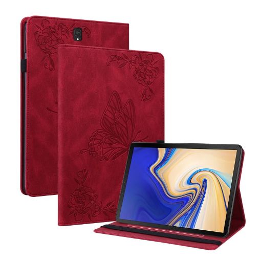Samsung Galaxy Tab S4 10.5 SM-T830 Red Butterfly Flower Leather Case - 1