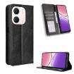OPPO A5x 4G/5G Global Magnetic Buckle Leather Case - Black Retro Texture - 1