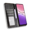 OPPO A5x 4G/5G Global Magnetic Buckle Leather Case - Black Retro Texture - 4