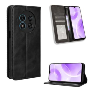 Ulefone Note 15 Leather Phone Case - Magnetic Buckle, Retro Texture, Black - 1