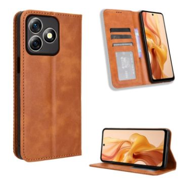 Ulefone Note 18 Ultra Leather Phone Case, Magnetic Buckle, Brown Retro - 1