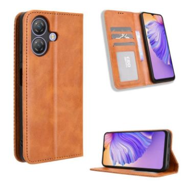 Ulefone Note 21 Leather Phone Case - Magnetic Buckle, Retro Texture, Brown - 1