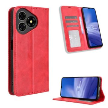 Ulefone Note 19 Red Leather Phone Case with Magnetic Buckle Retro Texture - 1