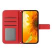 OPPO A5x 4G/5G Sun Flower Embossed Flip Leather Case with Lanyard Red - 3