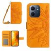 OPPO A5x 4G/5G Sun Flower Embossed Flip Leather Case with Lanyard - 1