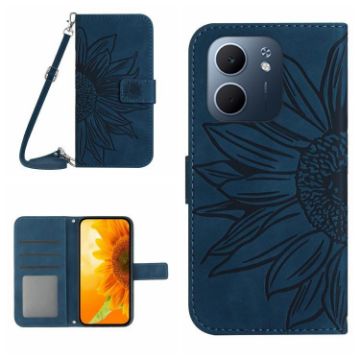 OPPO A5x 4G/5G Sun Flower Embossed Flip Leather Case with Lanyard - 1