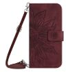 OPPO A5 5G Sun Flower Embossed Flip Leather Case with Lanyard Red - 2