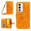 OPPO A5 5G Sun Flower Embossed Flip Leather Case with Lanyard Yellow - 1