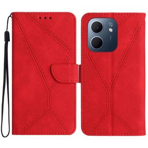 OPPO A5x 4G/5G Global Red Embossed Leather Phone Case - 1
