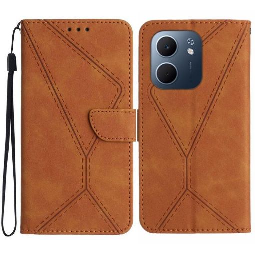 OPPO A5x 4G/5G Global Brown Embossed Leather Phone Case - 1