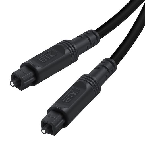 2m EMK Square Port to Square Port Optical Audio Cable (Black) - 1