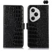 For Honor 400 Pro Global Crocodile Cowhide Leather Phone Case Black - 1