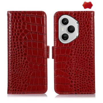 For Honor 400 Pro Red Crocodile Cowhide Leather Phone Case 160.8mm - 1