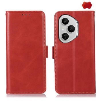 For Honor 400 Pro Red Leather Phone Case - Crazy Horse Cowhide 160.8mm - 1