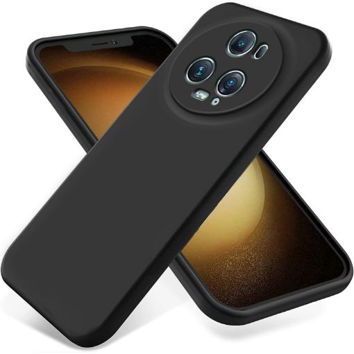 For Honor Magic5 Pro Black Liquid Silicone Dropproof Full Coverage Case - 1