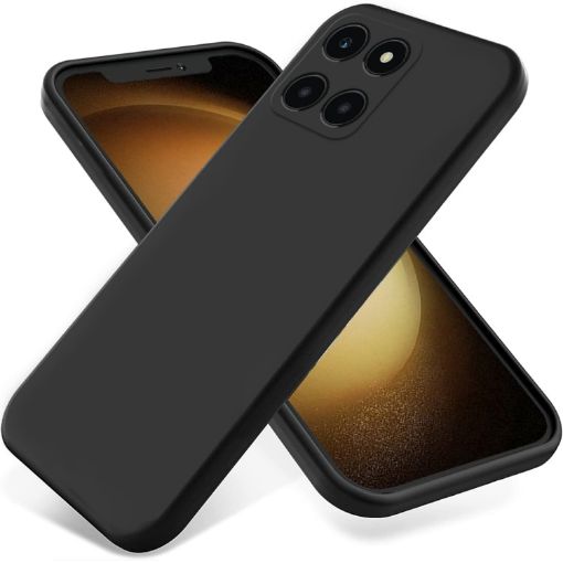 For Honor X6a Black Liquid Silicone Dropproof Full Coverage Phone Case - 1